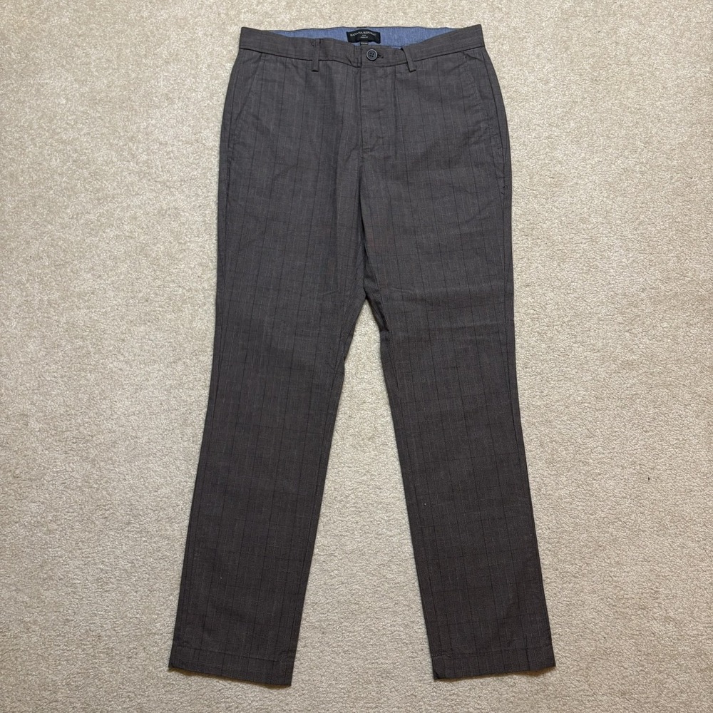 NWT Banana Republic Aiden Pants Mens 30x30 Brown Plaid Slim Straight Chino Dress